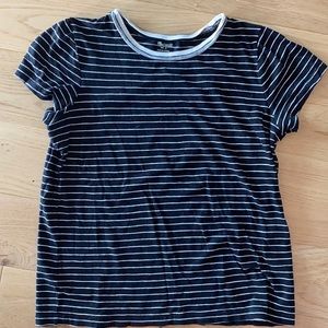 Black and white stripe madewell tee